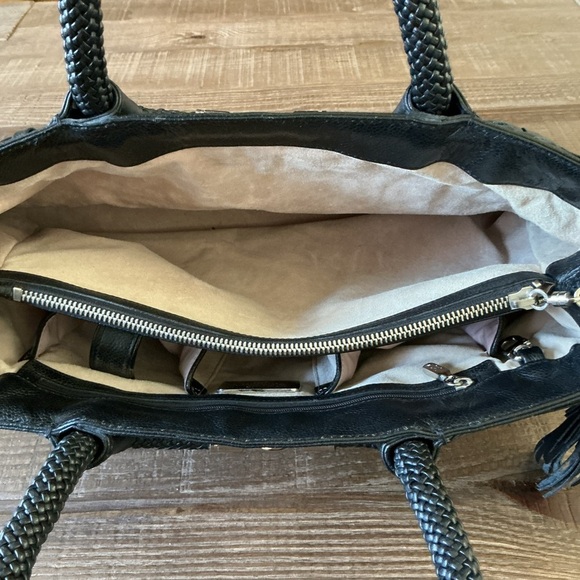 Cole Haan Genevieve Leather Weave Large Tote Bag Suede Interior - Picture 12 of 14